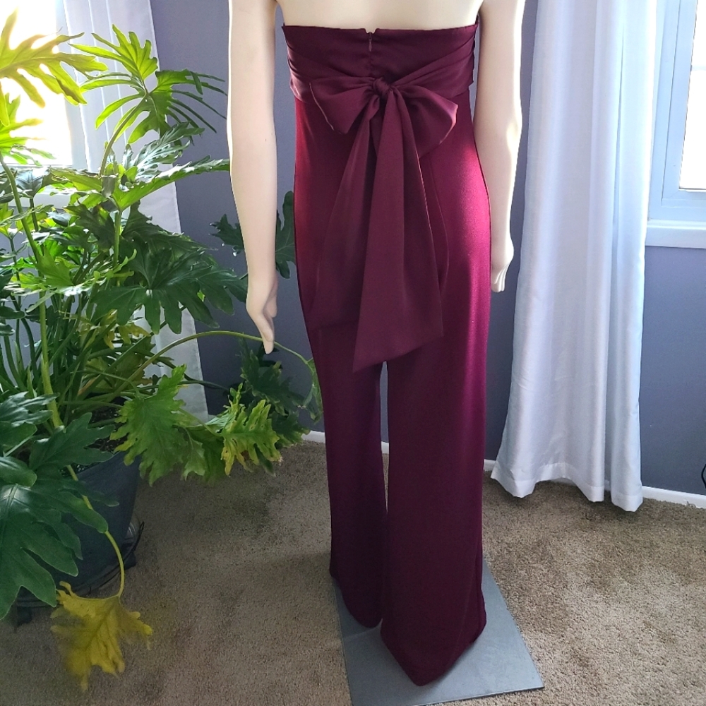 Express Satin Tie Top Strapless Jumpsuit
